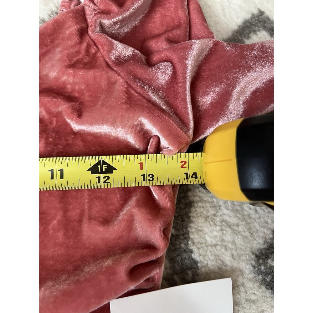 MINKPINK Ruched Pink Velvet Stretch Puff Sleeve Top Blouse - Picture 12 of 13